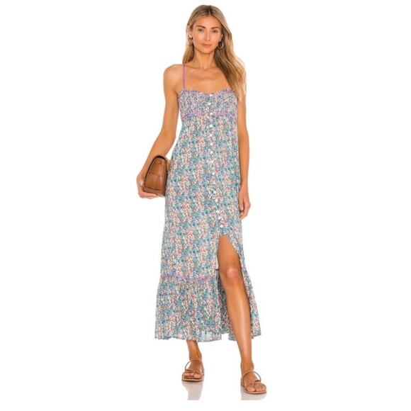 Free People Molly Jo Midi Maxi Micro Floral Dress Rare Large - Picture 2 of 9